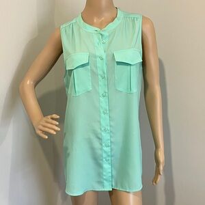J. Crew Turquoise Button-Up Sleeveless Blouse